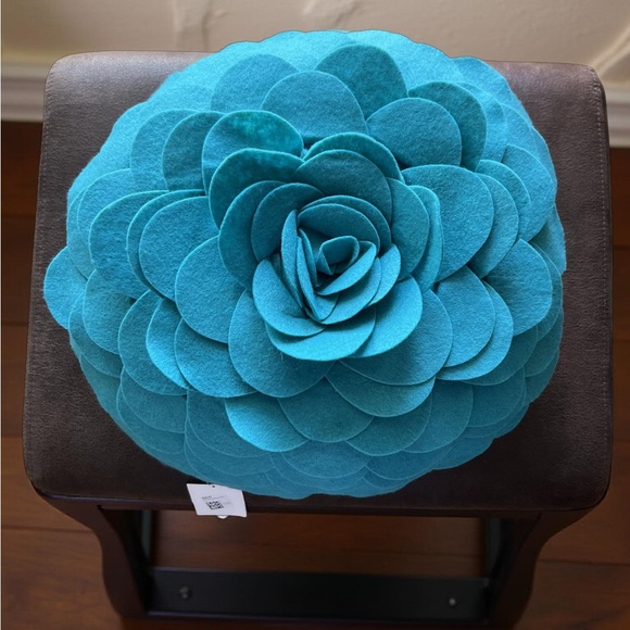 Eva’s Fleurs De Jardin Other - Turquoise Floral Accent Pillow Eva’s Fleur De Jardin